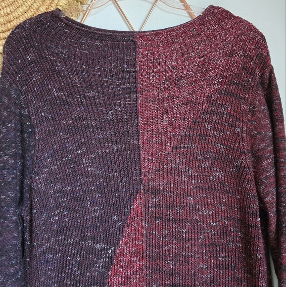 NIC+ZOE, Red Chilled Angle Colorblock Marled Ribbed Knit Sweater, Size Large - Picture 8 of 10
